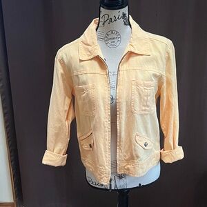 J Jill Women's Light Peach Linen Blend Jacket